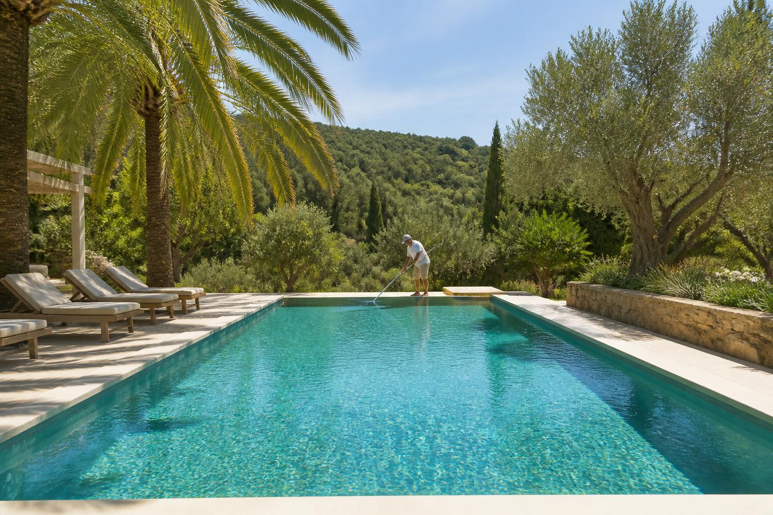 Well-kept pool with Mediterranean garden